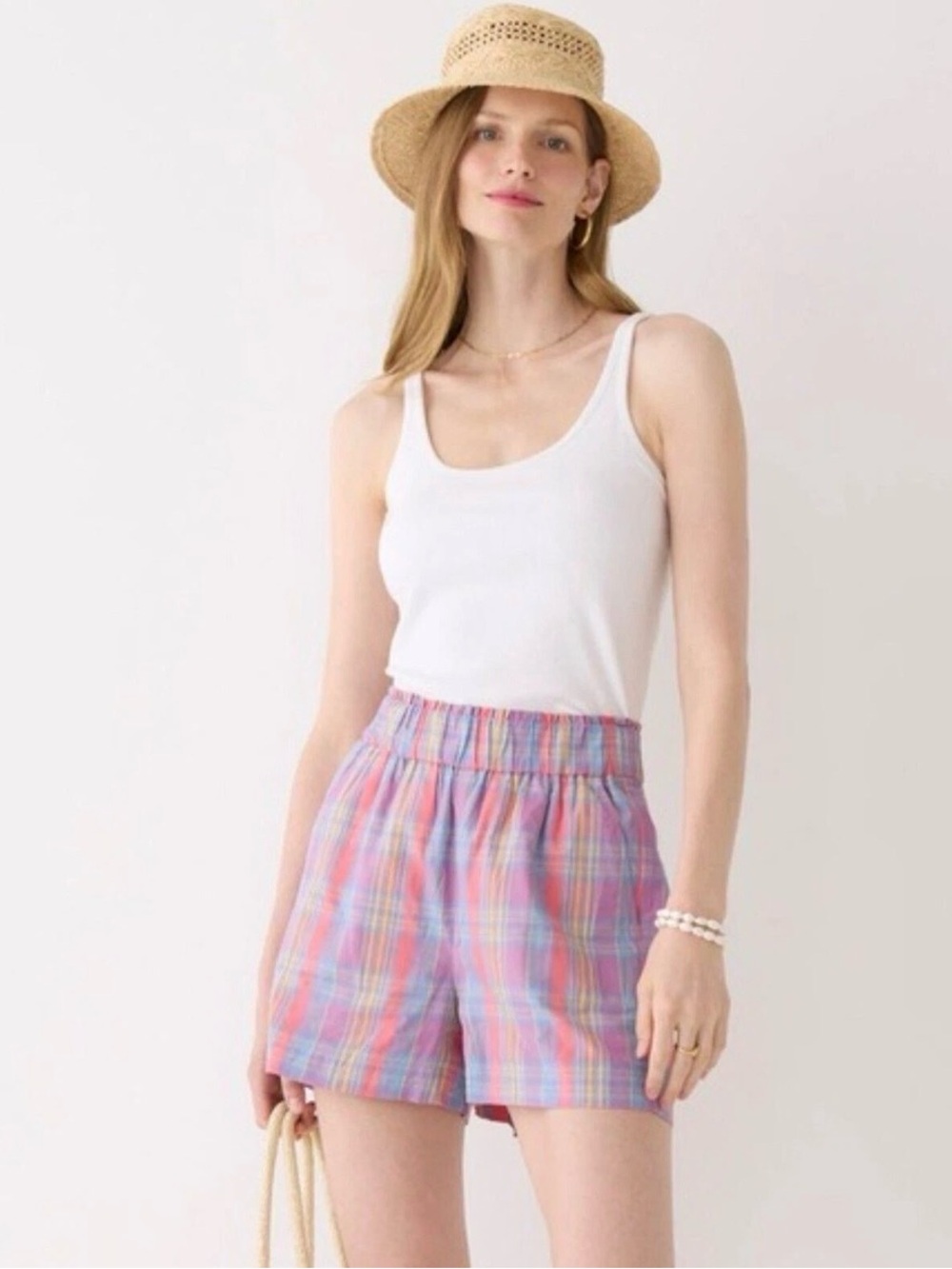 J.Crew Women's Pull On Short Sunset Pastel Plaid Size Small